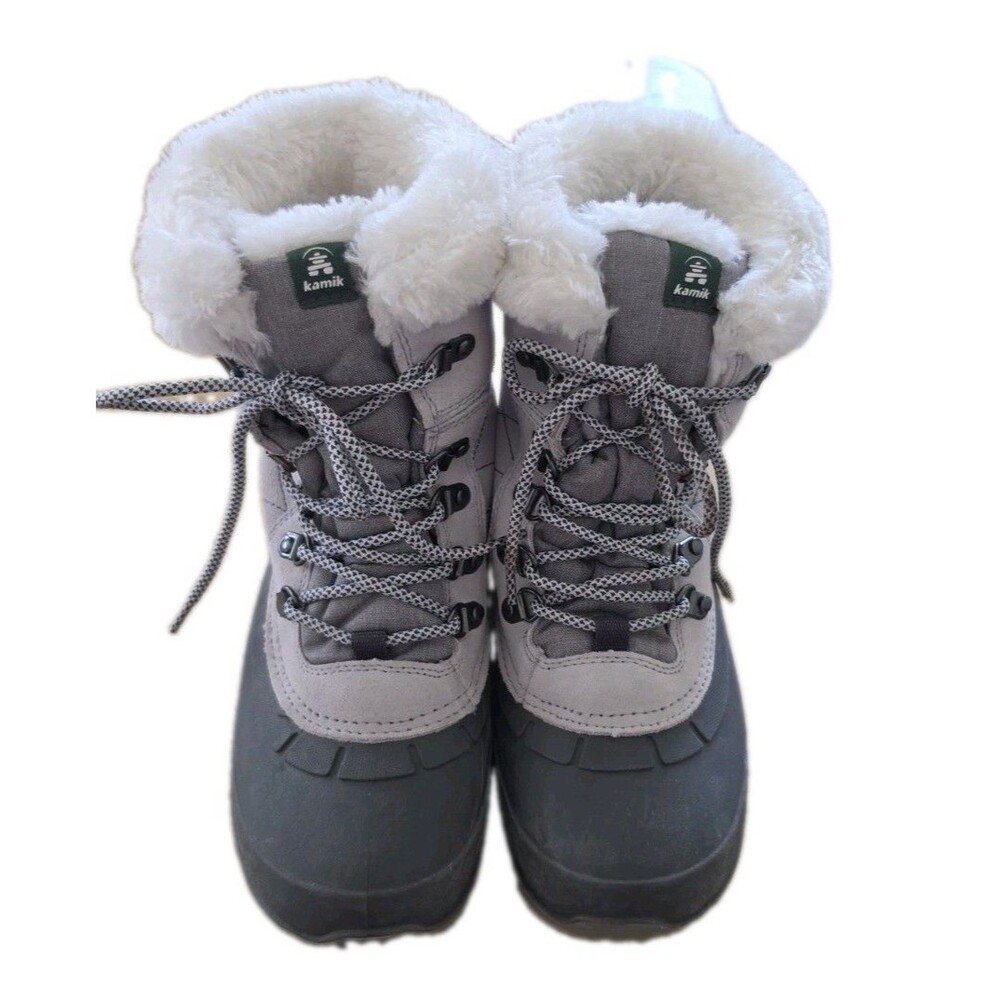 Kamik Snowvalley Women Winter Boots Size 8 Gray Waterproof Thinsulate Faux Fur